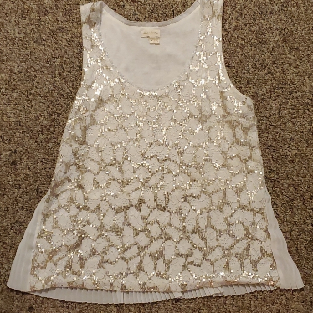 Meadow Rue Lace Sequin Top Sz Medium